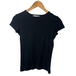 Helmet Lang Black 100% Cotton Wide Rib Short Sleeve Crewneck Baby Tee Shirt